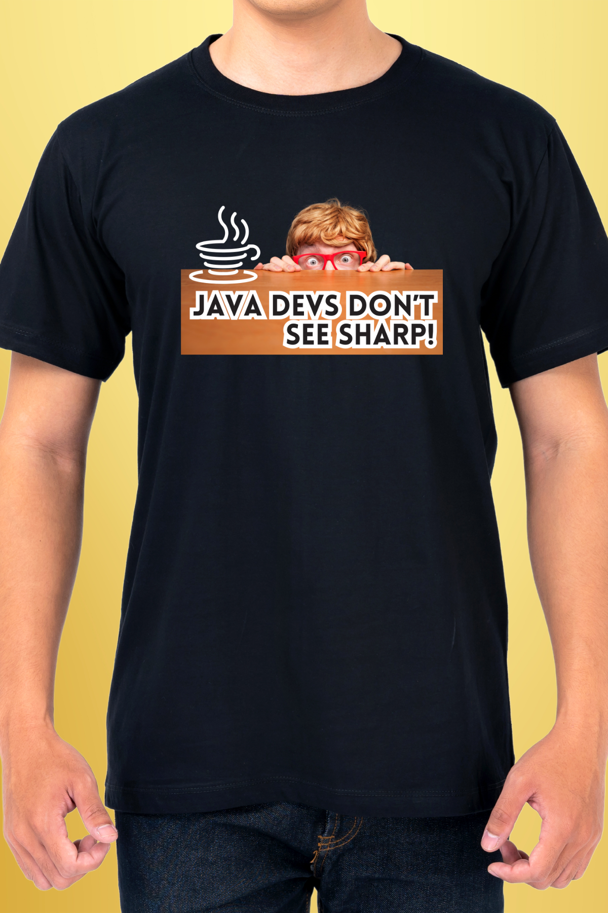 Java Devs Don't See Sharp - Funny Programmer T-Shirt for Coders and Tech Enthusiasts